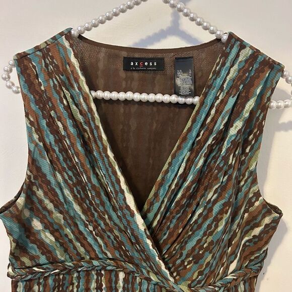 Axcess Babydoll Tank Top Size L striped Chiffon Empire Waist Y2K boho 70s peasan - Picture 5 of 12